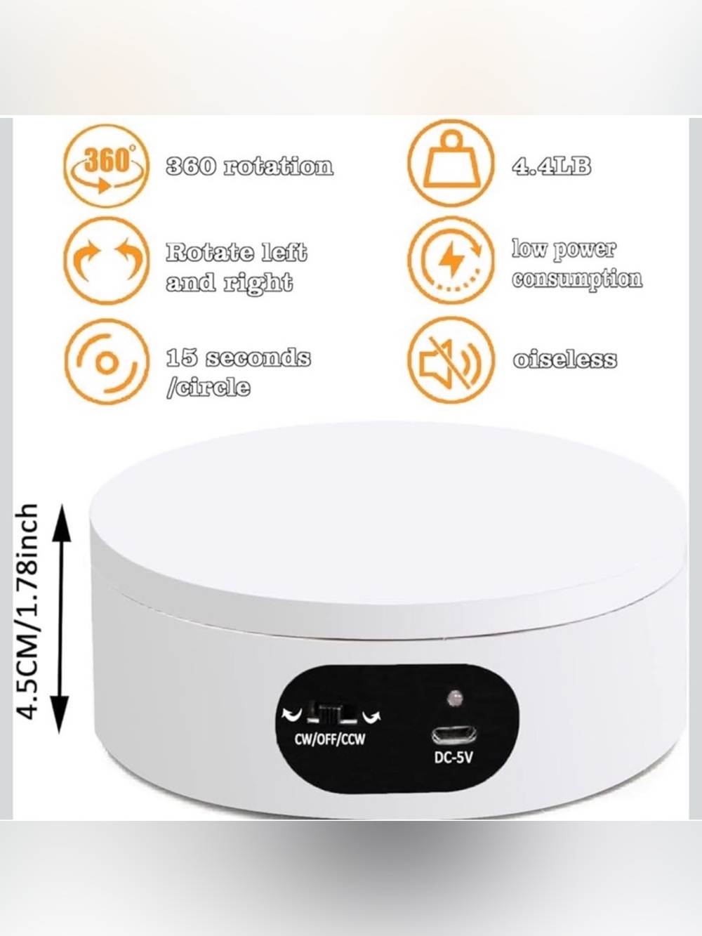 NIB White Small Electic Turntable